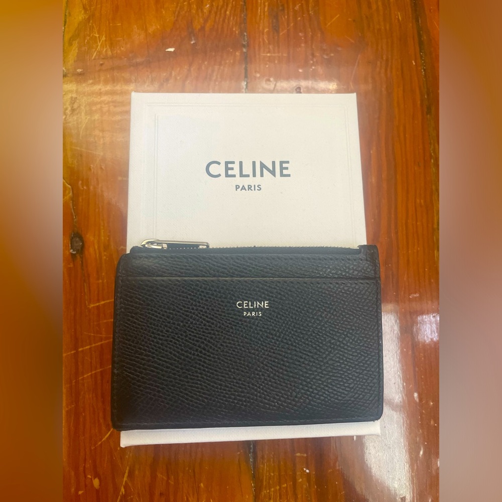 Celine Fragments 5 slot zip wallet